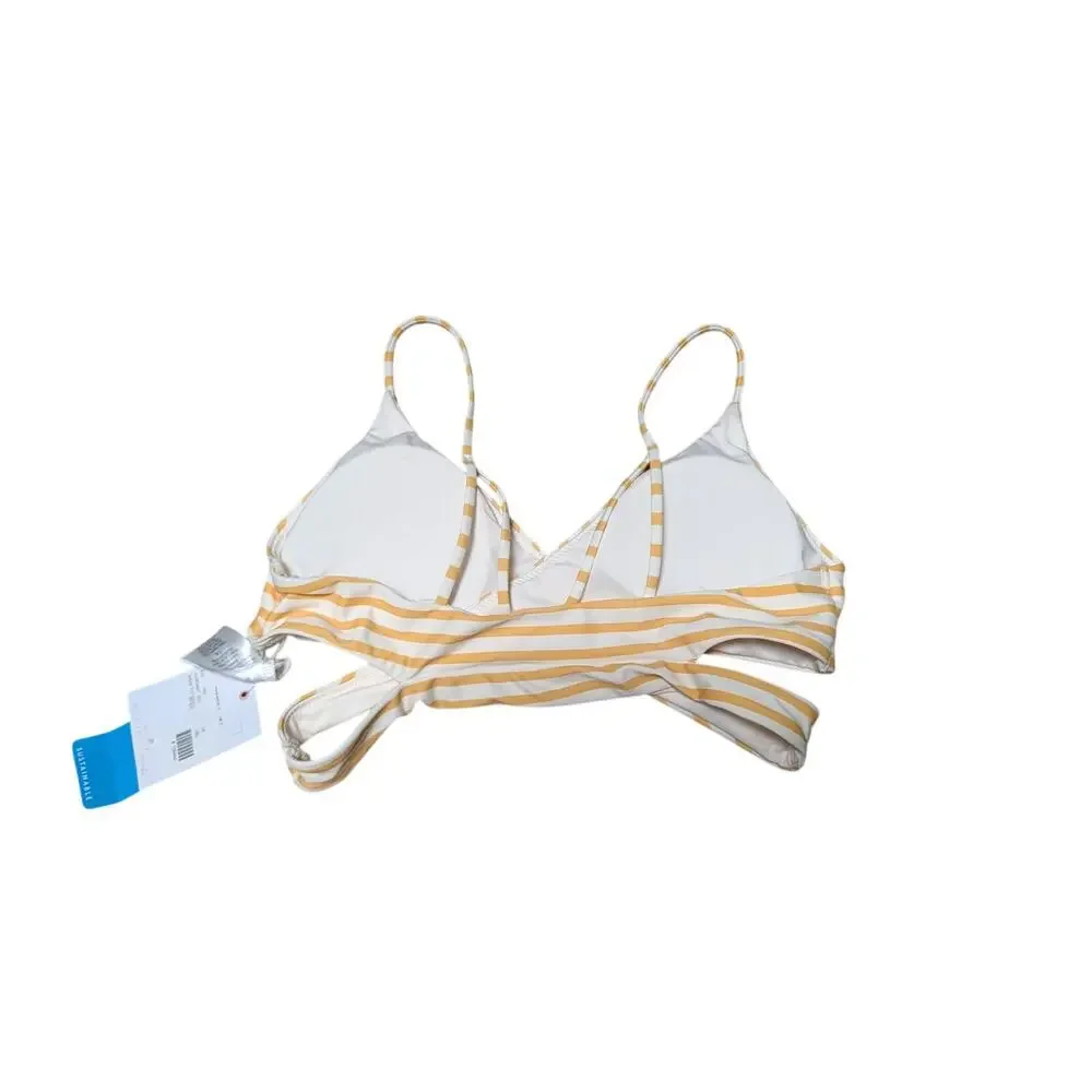O'Neill girls Bikini top, yellow and white striped, size 14 girls, surfer; NWT